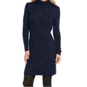 Apt.9 High Neck Sweater Dress with Lurex, Night Magic Color Size M